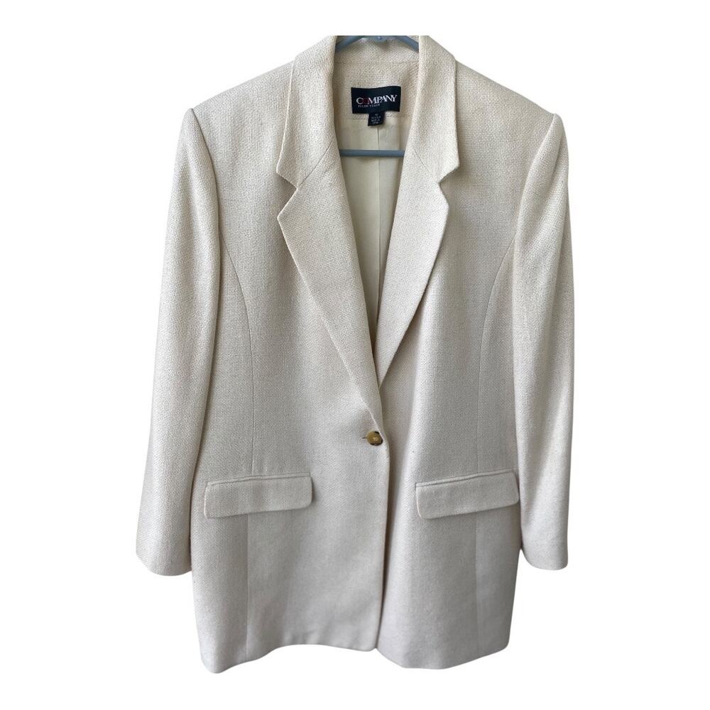 Company Ellen Tracy Vintage 100% Silk Creme Size 14 Blazer Jacket